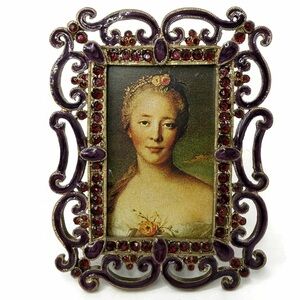 Small Metal Purple Red Rhinestone Picture Frame
